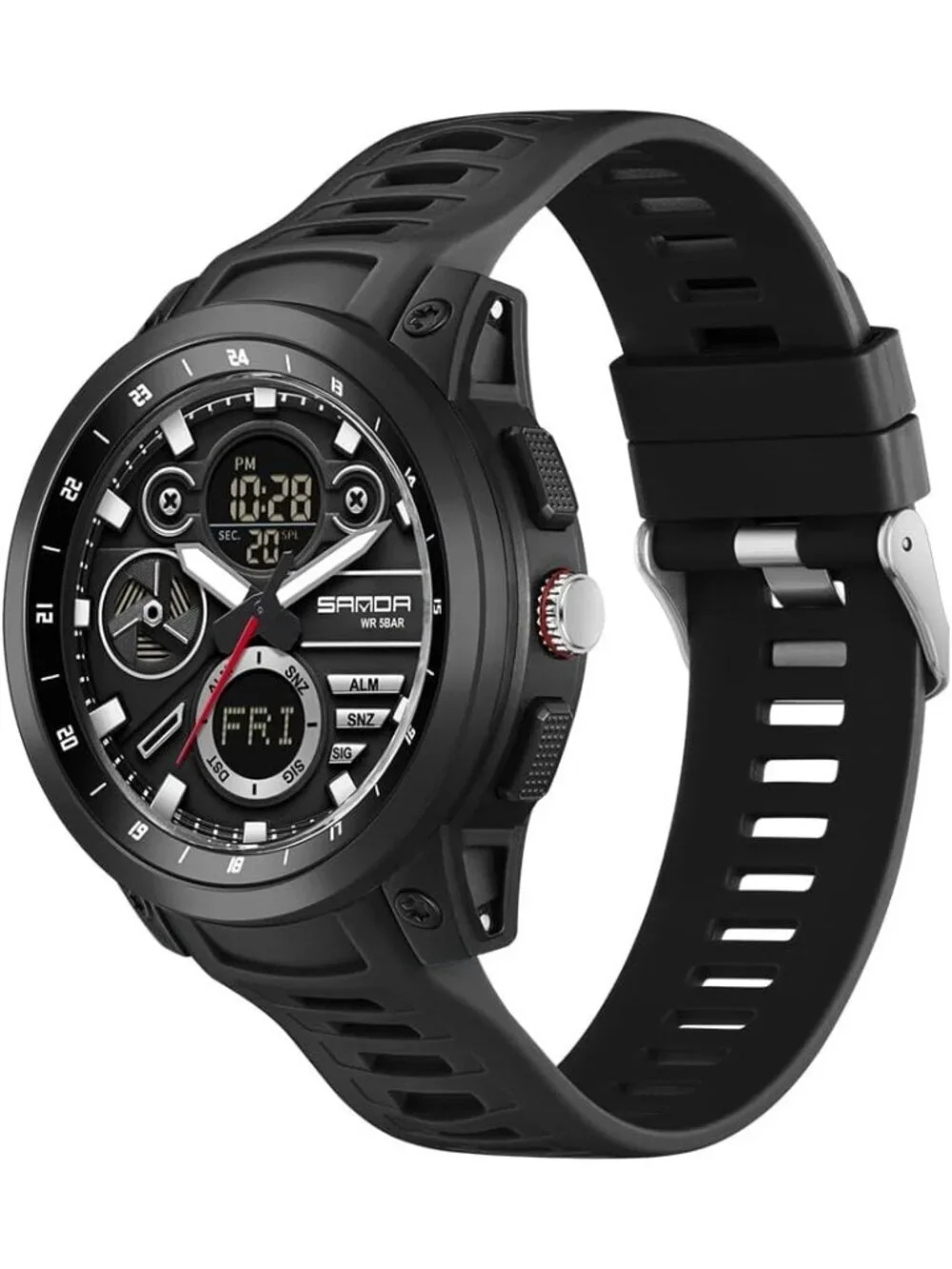 Men's Black Analog Quartz Stainless Steel Military Electronic LED Digital Watch